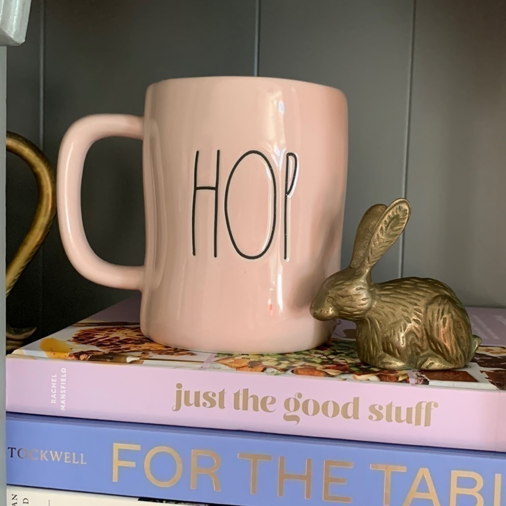 Rae Dunn 2 sided "Hip"/"Hop" pink mug.